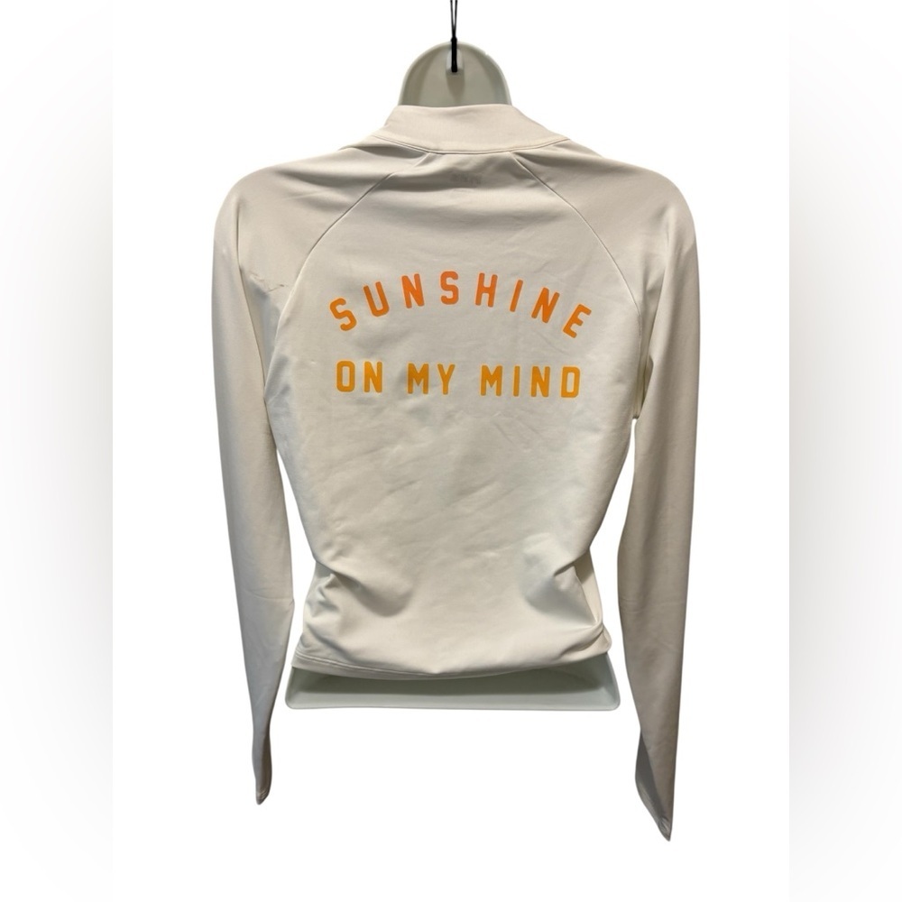 VS Pink Gym To Swim Half Zip Crop Top L Sunshine On My Mind LS Sporty Athletic